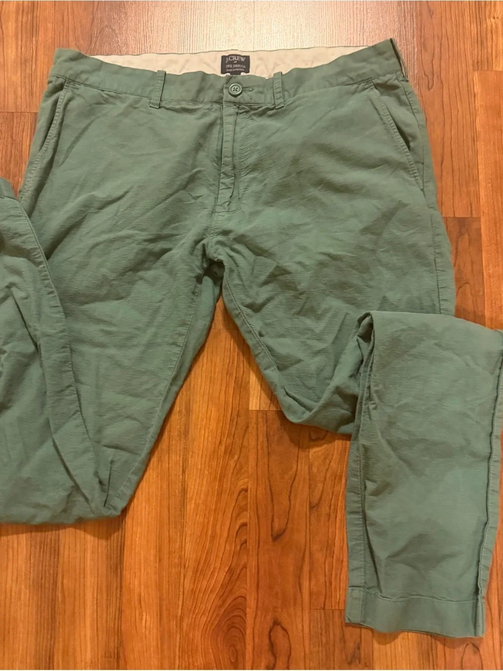 J. Crew The Driggs Chino Pants low rise slim, tailored green size 33x32